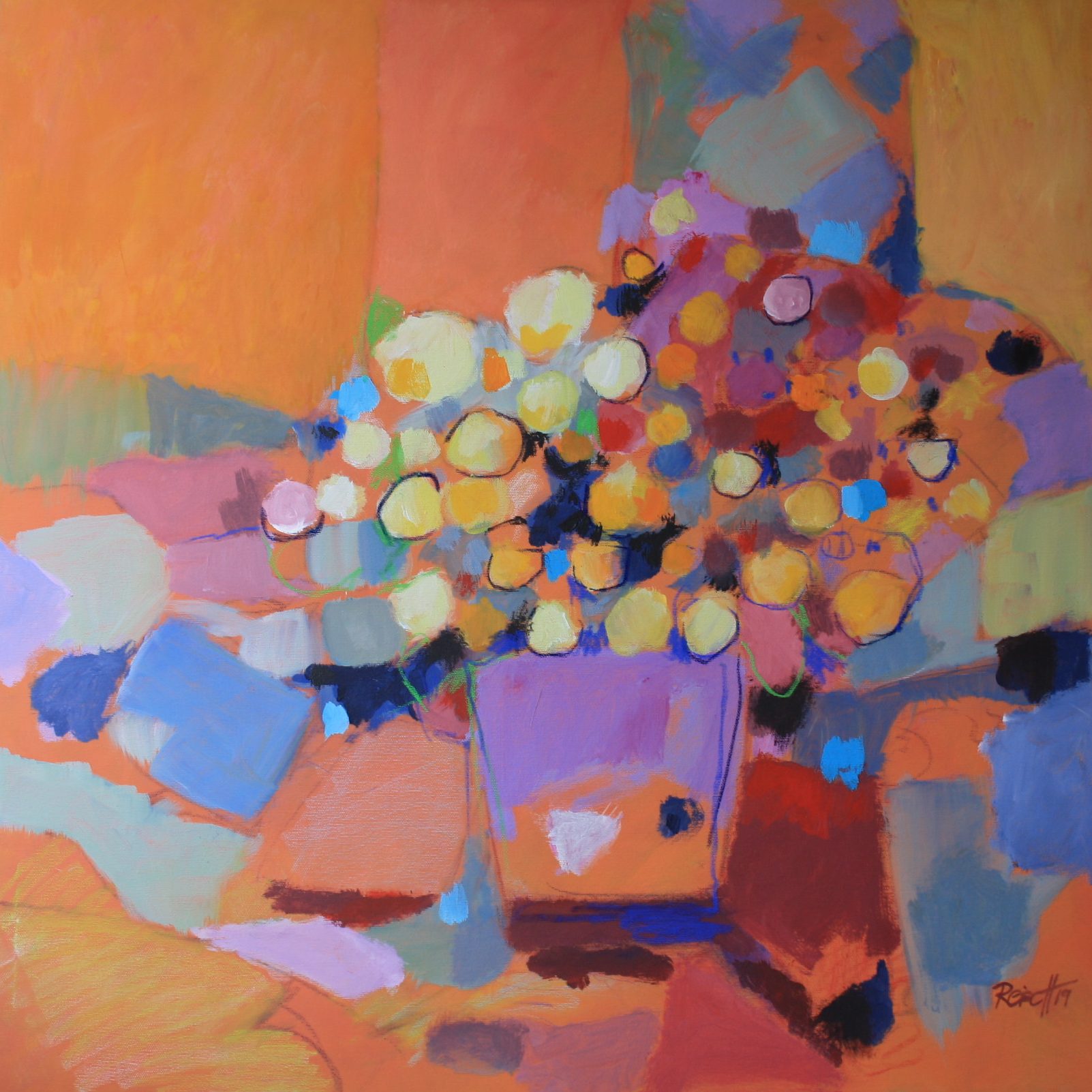 Reisch-Art Reisch.Art: Blumen orange/violett Flowers orange/purple