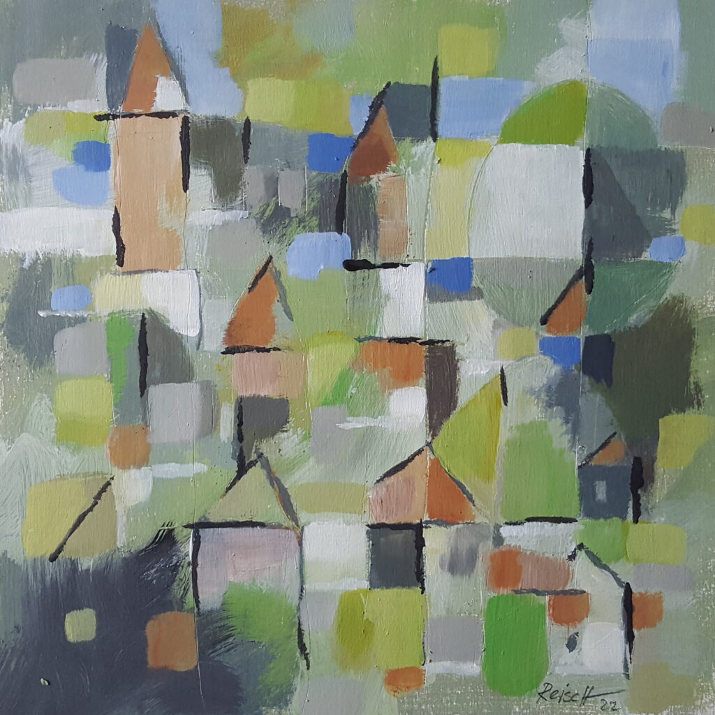 Reisch-Art Abstrakte Landschaft, Abstract Landscape, in gray-green-red,
© Reisch-Art