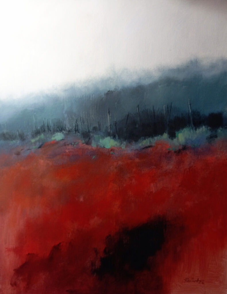 Abstract landscape Nr. 3,Serie: before the Line of the Horizon  2026 , Acrylic-Pigments on canvas, 100x80cm, Carlo Reisch-Frankfurt