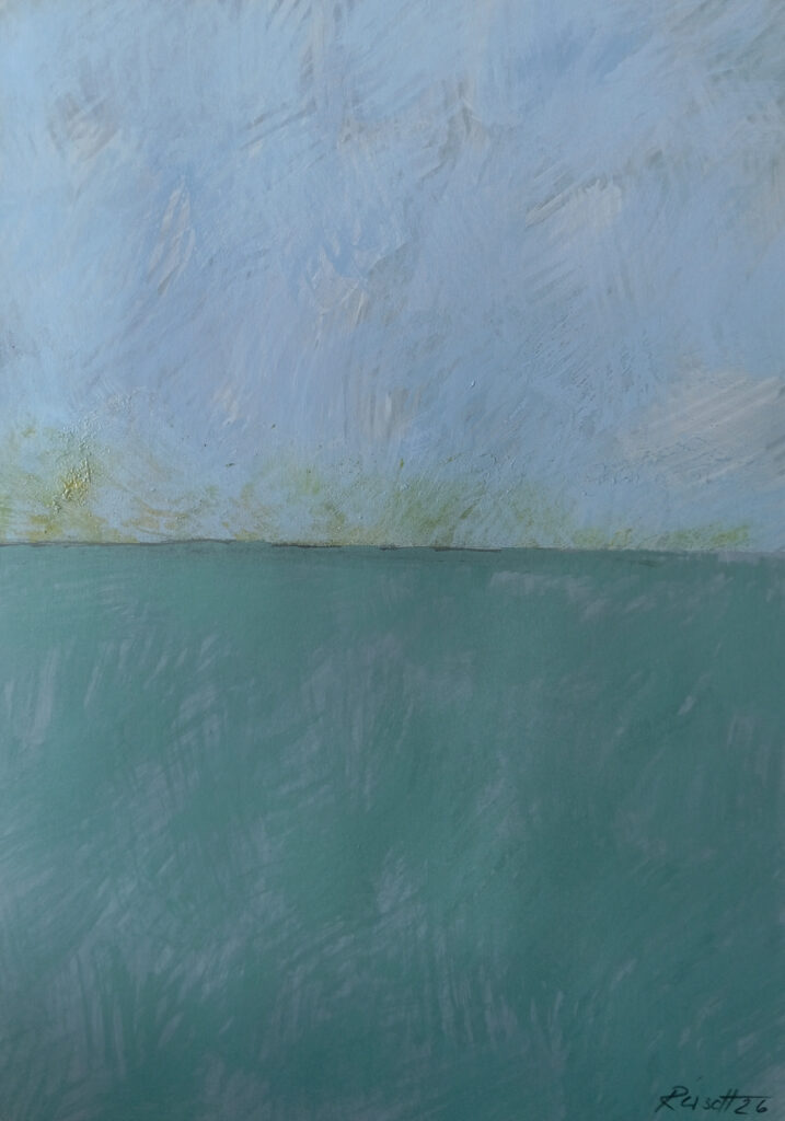 Lyrical Contemporary Abstract Painting bei Carlo Reisch/Germany Lyrical abstract landscape "Horizon", size: 60x42cm / Acrylic- Pigments on cardboard; Artist: Carlo Reisch-Frankfurt