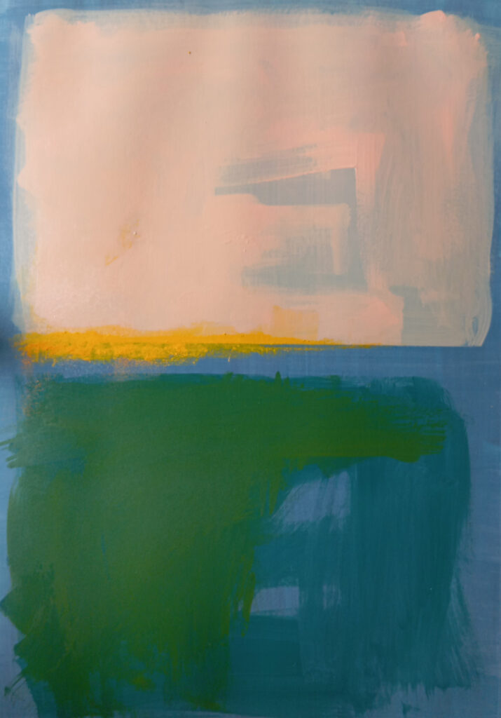 Lyrical Contemporary Abstract Painting bei Carlo Reisch/Germany Lyrical abstract landscape "Horizon", size: 60x42cm / Acrylic- Pigments on cardboard; Artist: Carlo Reisch-Frankfurt